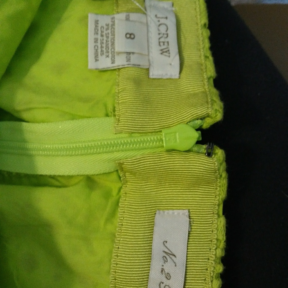 J.Crew No 2 chartreuse eyelit pencil skirt NWt 8 - Picture 3 of 9
